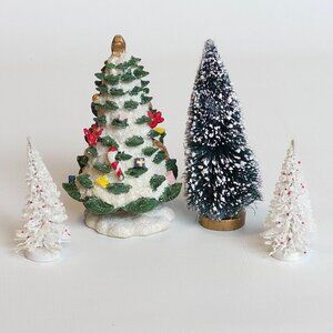 Traditional Christmas Tree Lot of 4 for Christmas Village Decor Mini Christmas